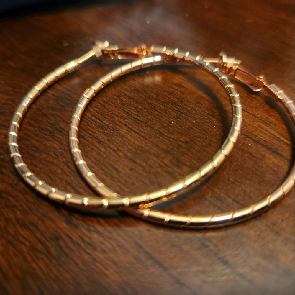 Rose gold pink hoop earrings